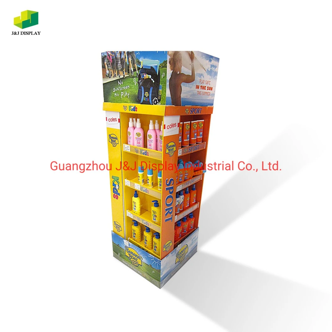 Cosmetic Paper Pop POS Cardboard Floor Display Stand Fsdu for Supermarkets Display Shelf