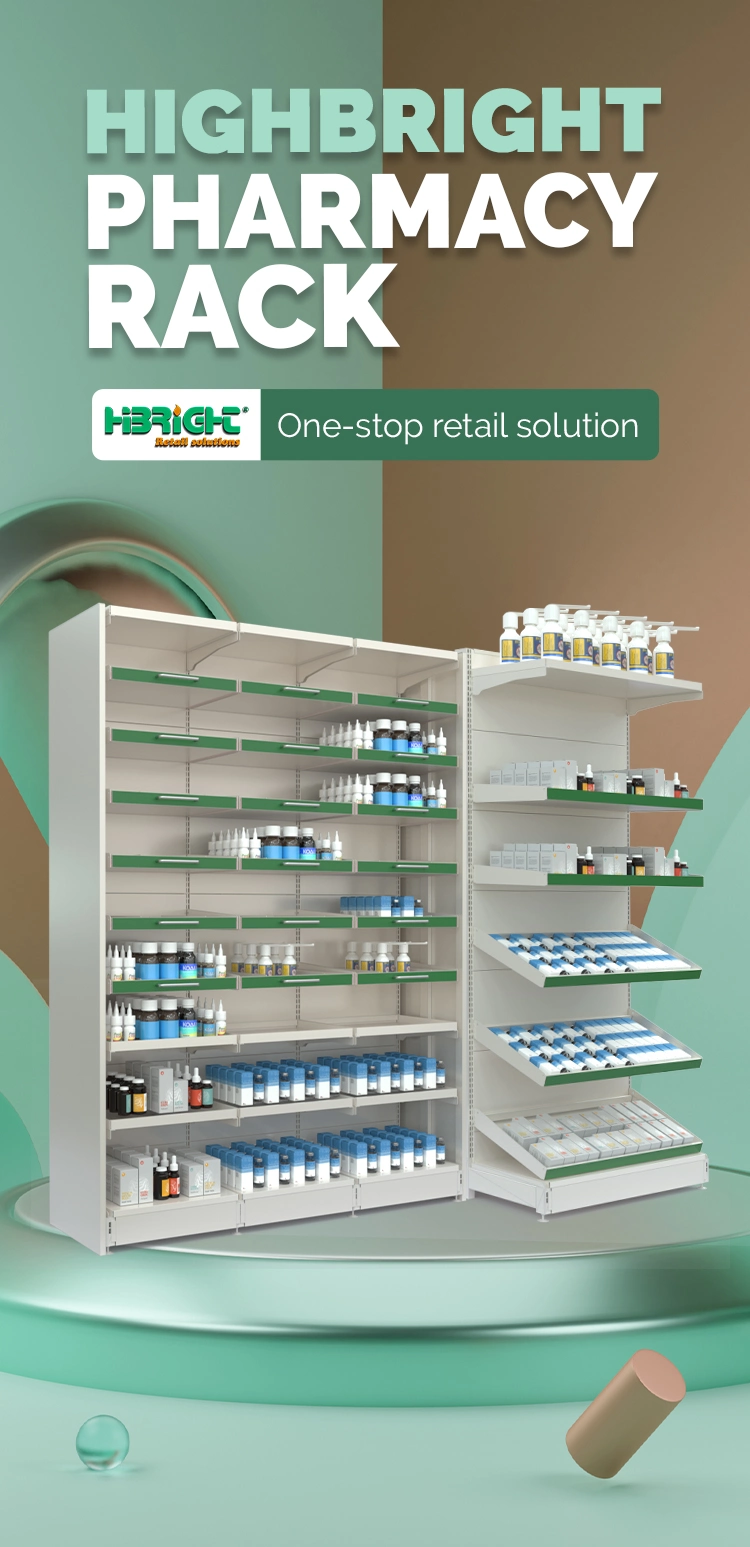 High Quality Customized Pharmacy Store Shelving Display Rack Medical Shelf for Sale