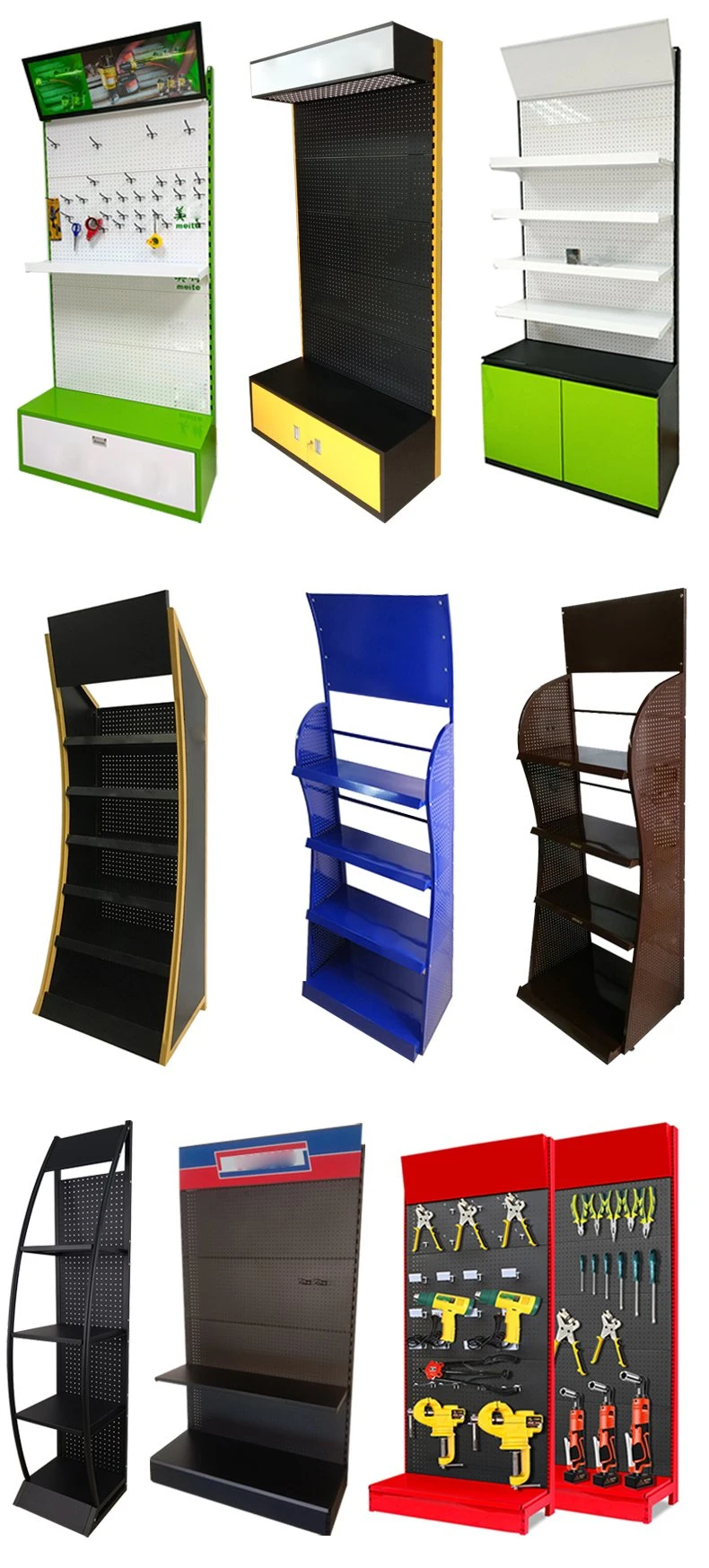 Workshop Hardware Product Display Racks Square Hole Louver Tools Display Rack Shelf with 6 Board