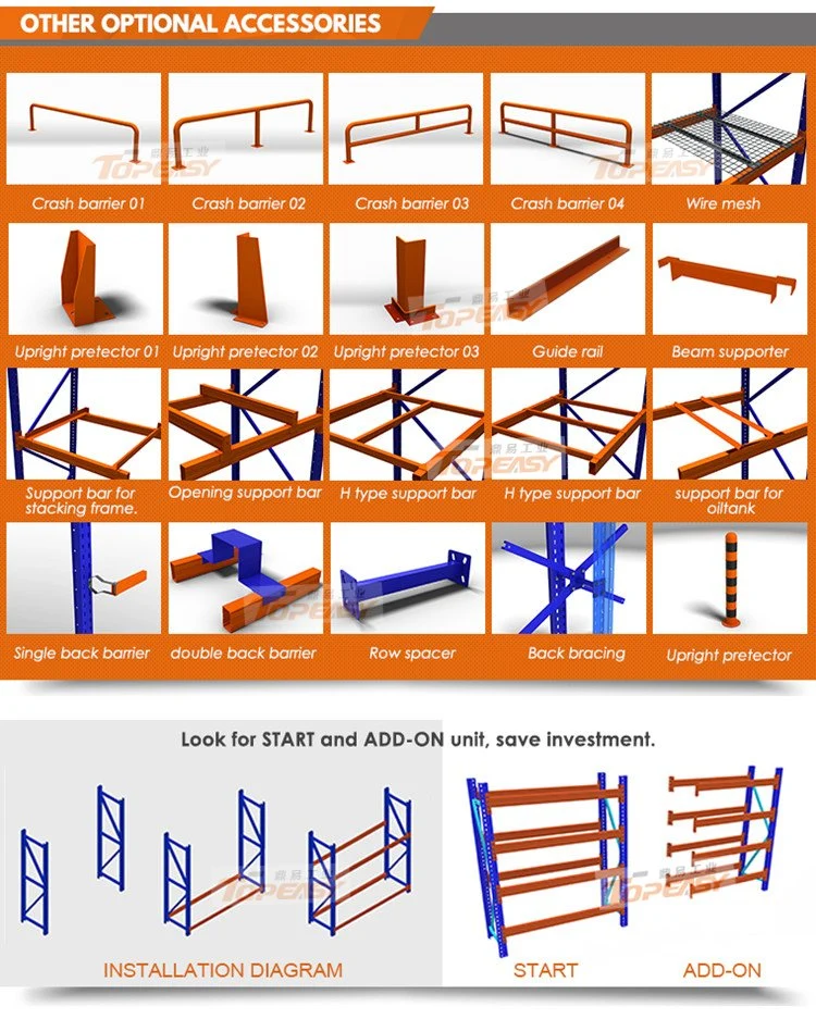 Heavy Duty 5000mm Adjustable Pallet Rack Multi Tier Storage Racking