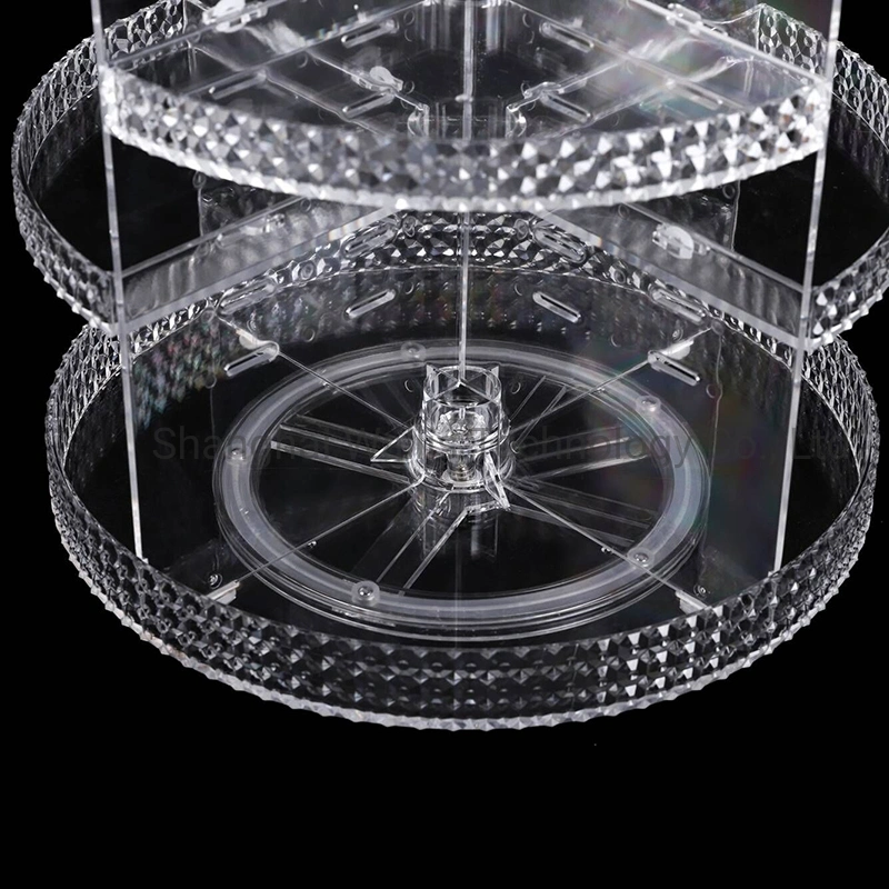 New Acrylic Rotating Cosmetic Storage Box Diamond Pattern Transparent Cosmetic Box Skin Care Display Box Shelf