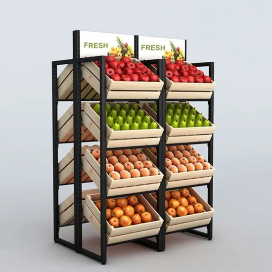 Лидер продаж 2021 года, металлическая подставка для фруктов и деревянная подставка для овощей
